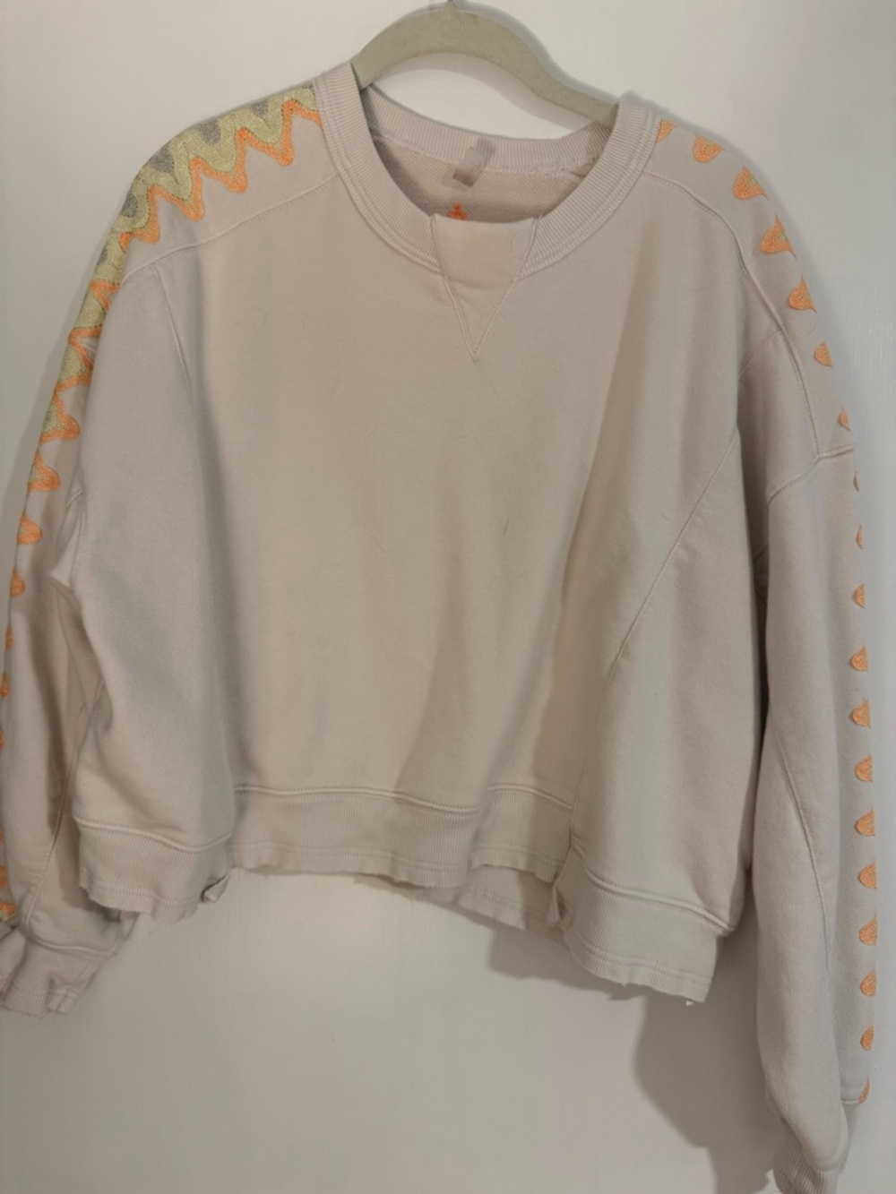 FP Movement by Free People Cream Sweatshirt with Orange Accent